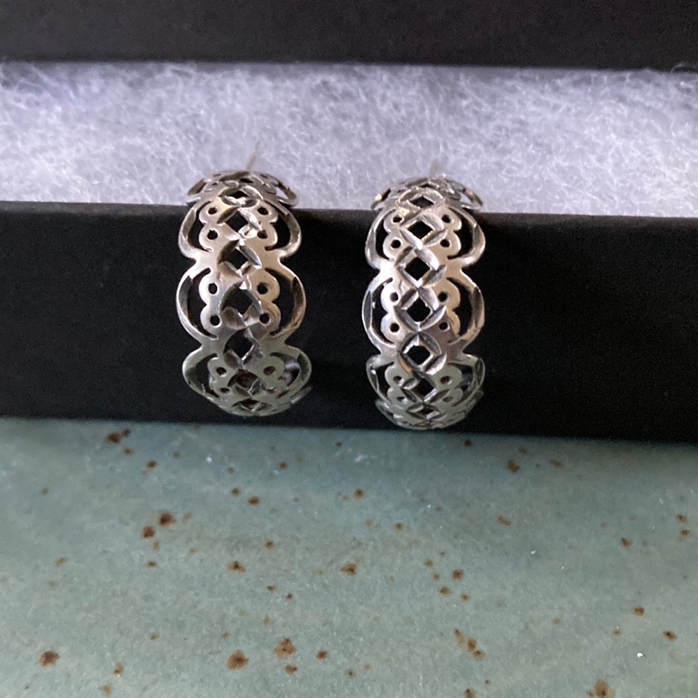 Sterling Silver Artisan Hoops - image 1